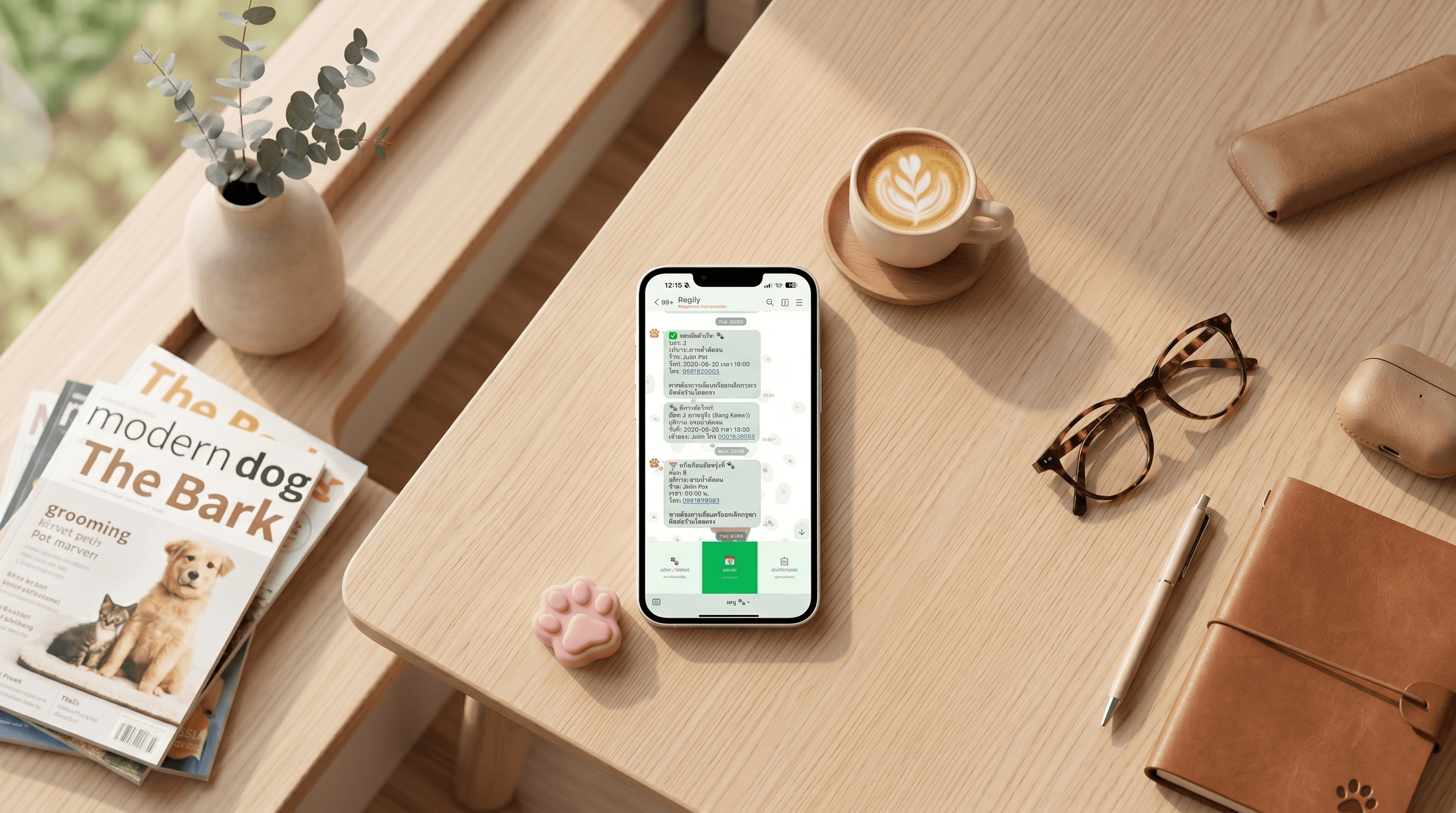 LINE notification flat lay